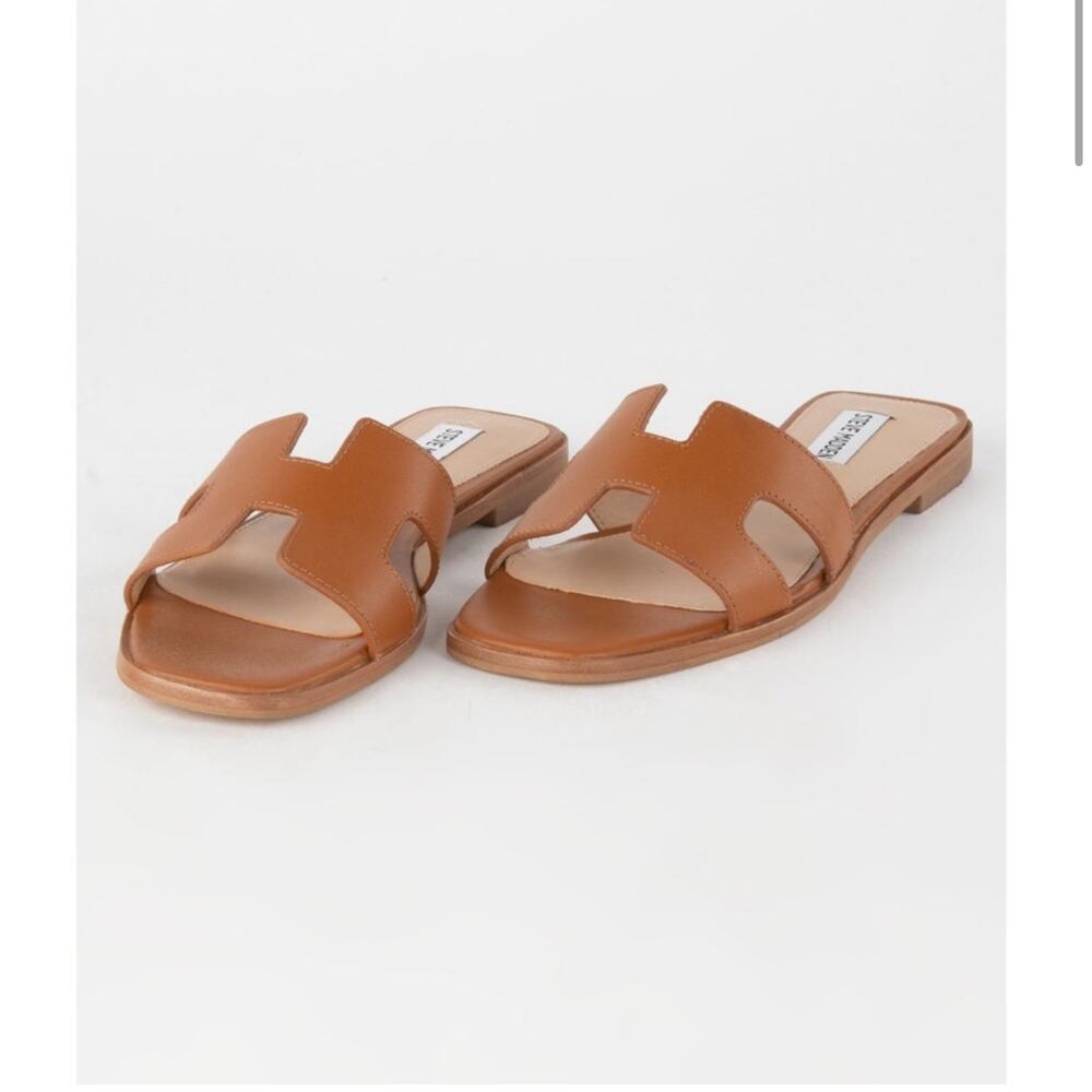 Steve Madden Women's Hadyn Slide Sandals Slip-On Cognac Lea Size 7.5 NWB - Picture 5 of 14